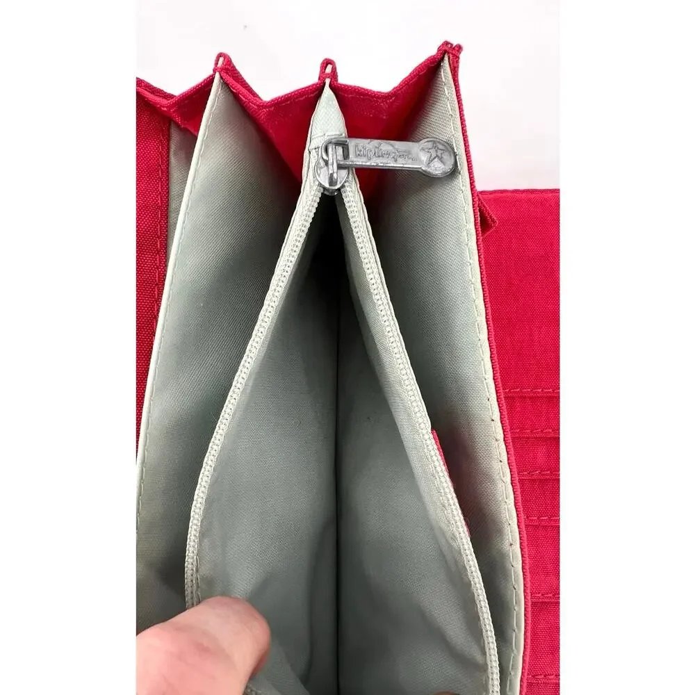 Kipling Brownie Nylon Long Travel Wallet Clutch Organizer Red Purse